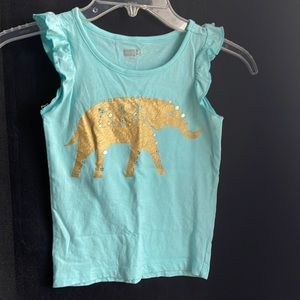 Crazy 8 - Elephant Tank Top Shirt ~ Gold & Turquoise ~ Size S/4